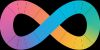 An infinity symbol composed of various colours, representing neurodiversity.